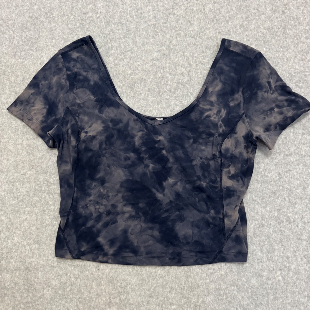 Lululemon Align T-Shirt Diamond Dye‎ Graphite Grey Bronze Green Size 10 Crop Top